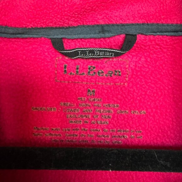 L.L.Bean Polartec Fleece Jacket SZ Medium Pink Red Warm Outdoor Hiking Cozy - Picture 5 of 6
